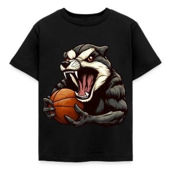 Basketball Badger - Kids' T-Shirt - black - Front - AI Model Kid Female (0cm)