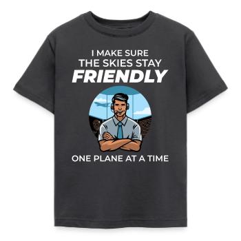 Contrôleur de la circulation aérienne ATC Aviation Humour Avion - T-shirt Enfant - charbon - Devant - AI Model Kid Female (0cm)