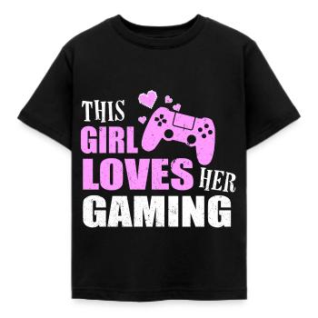 THIS GIRL LOVES HER GAMING | Video Game Console - Kids' T-Shirt - black - Front - AI Model Kid Female (0cm)