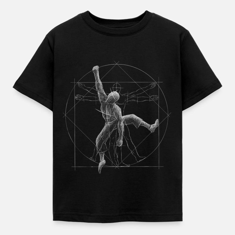 Klettern Vitruvianischer Mensch Boulderer Geschenk - Kinder T-Shirt - Schwarz