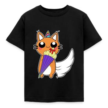 Proud Caticorn with sugar bag - Kids' T-Shirt - black - Front - AI Model Kid Female (0cm)