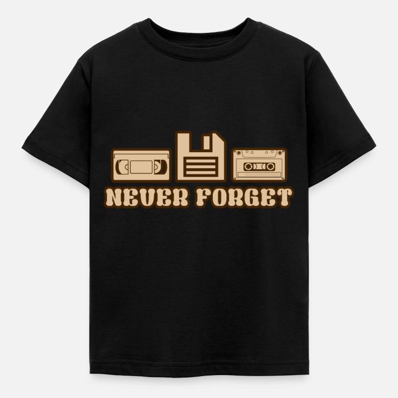 Never forget - video cassette diskette cassette - Kids' T-Shirt - black
