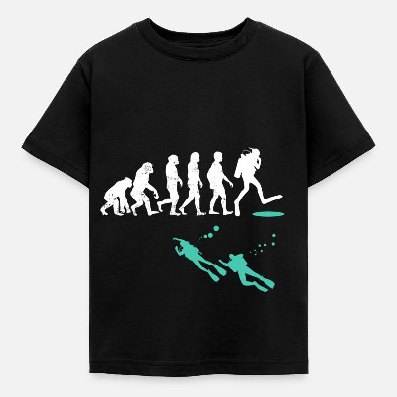 Evolution of Scuba Diver Evolution - Kids' T-Shirt - black