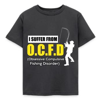 FISHING FUNNY - Kids' T-Shirt - dark grey - Front - AI Model Kid Female (0cm)