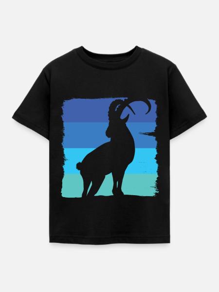 Steinbock Quadrat - Kinder T-Shirt - Schwarz