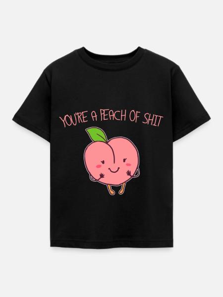 Pfirsich - Kinder T-Shirt - Schwarz