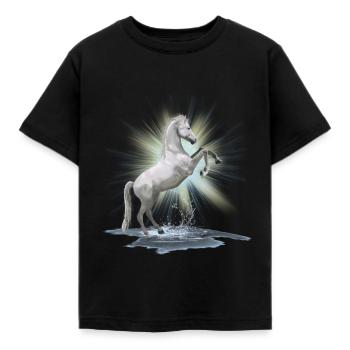 Chemise des chevaux - cheval blanc , moisissure - T-shirt Enfant - noir - Devant - AI Model Kid Female (0cm)