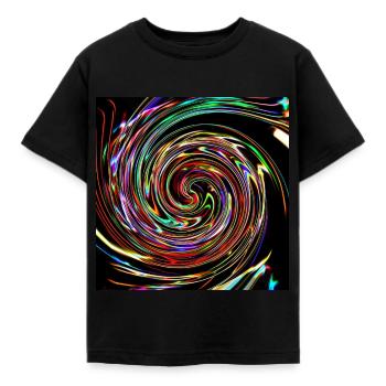 Neon spirals, neon spirals - Kids' T-Shirt - black - Front - AI Model Kid Female (0cm)