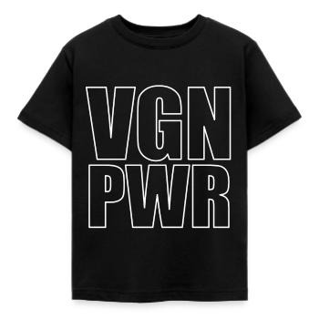 Vegan Power white - Kids' T-Shirt - black - Front - AI Model Kid Female (0cm)