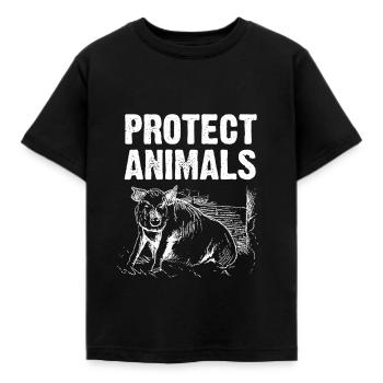 protéger les animaux - T-shirt protection des animaux - T-shirt Enfant - noir - Devant - AI Model Kid Female (0cm)