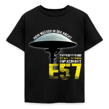 Feuerwehr Alarm I Sirene E57 I Mein Wecker nachts - Kinder T-Shirt - Schwarz - Vorne - AI Model Kid Female (0cm)