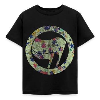 anti-fascist against fascism flowers - Kids' T-Shirt - black - Front - AI Model Kid Female (0cm)