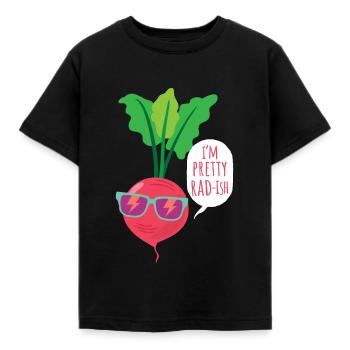 I'm Pretty Rad-ish Veganer Vegetarier Radieschen - Kinder T-Shirt - Schwarz - Vorne - AI Model Kid Female (0cm)