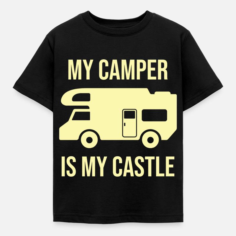 Camper, camping, camper - Kids' T-Shirt - black