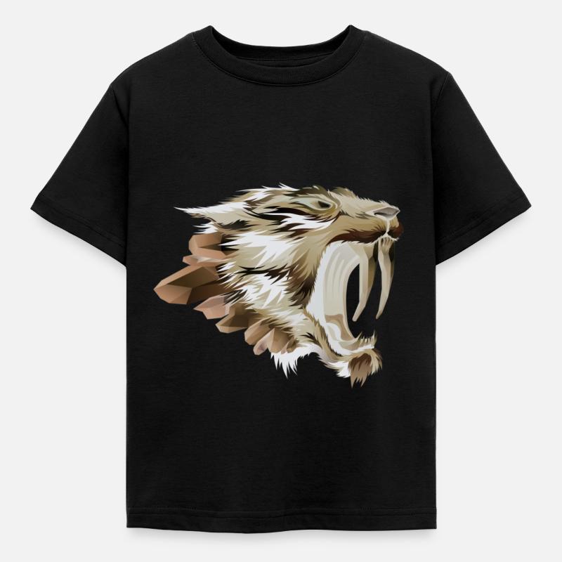 Säbelzahntiger Säbelzahn Raubkatze - Kinder T-Shirt - Schwarz
