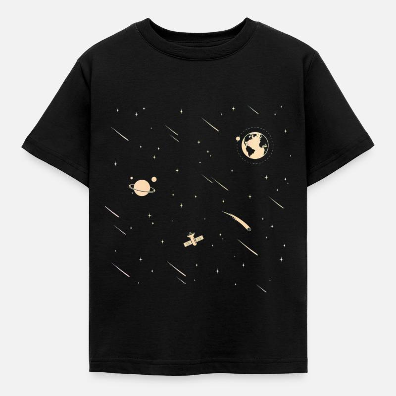 Space astronaut planet rocket astronaut - Kids' T-Shirt - black