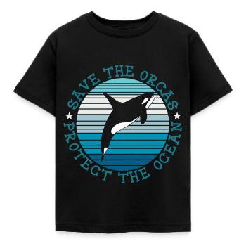 Rette die OrcasWale Schütze den Ozean - Kinder T-Shirt - Schwarz - Vorne - AI Model Kid Female (0cm)