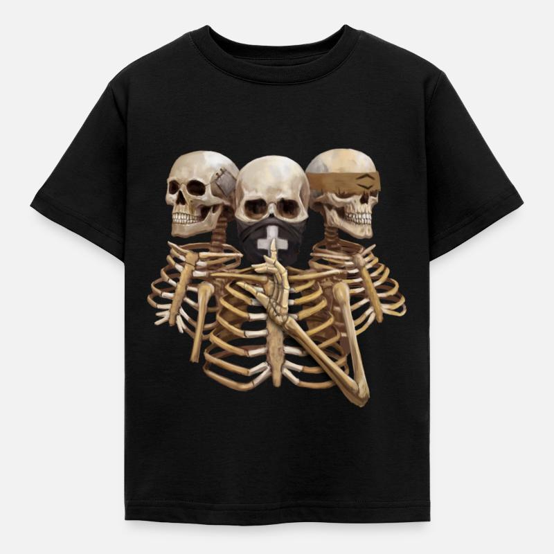 Skeleton Hear No Evil. Speak No Evil. See No Evil - Kids' T-Shirt - black