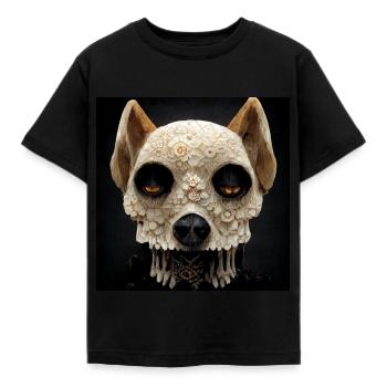 Hund Hündin Schädel Totenkopf Skull - Kinder T-Shirt - Schwarz - Vorne - AI Model Kid Female (0cm)