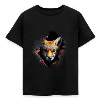 Fox Cuddly Animals Gift Art Animal Motif - Kids' T-Shirt - black - Front - AI Model Kid Female (0cm)