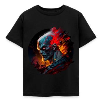 Fiery Demon Portrait - Kids' T-Shirt - black - Front - AI Model Kid Female (0cm)