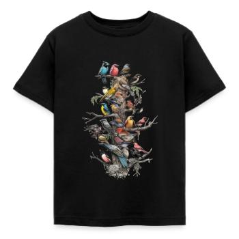 Observation des oiseaux Observateurs d’oiseaux Oiseaux - T-shirt Enfant - noir - Devant - AI Model Kid Female (0cm)