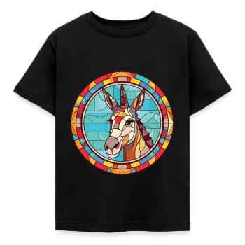 Esel Buntes Aquarell Tier Haustier Illustration - Kinder T-Shirt - Schwarz - Vorne - AI Model Kid Female (0cm)