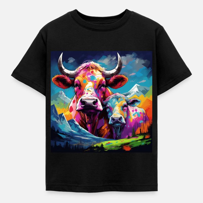 Kuh - Kinder T-Shirt - Schwarz