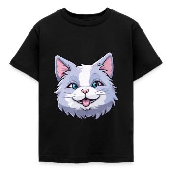 Australian Mist Cat Cartoon Watercolor Clipart - Kids' T-Shirt - black - Front - AI Model Kid Female (0cm)