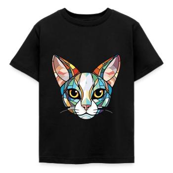 Javanesische Katze bunte Aquarell-Haustier-Illustration - Kinder T-Shirt - Schwarz - Vorne - AI Model Kid Female (0cm)