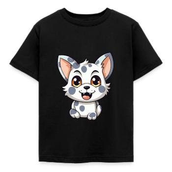 Australian Spotted Mist Cat Cartoon Watercolor Art - Kids' T-Shirt - black - Front - AI Model Kid Female (0cm)