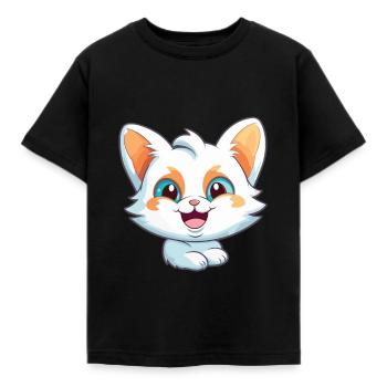 Australian Mist Cat Cartoon Watercolor Clipart - Kids' T-Shirt - black - Front - AI Model Kid Female (0cm)