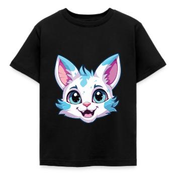 Australian Spotted Mist Cat Cartoon Watercolor Art - Kids' T-Shirt - black - Front - AI Model Kid Female (0cm)