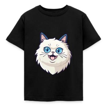 Illustration d’aquarelle de dessin animé de chat de Birmanie - T-shirt Enfant - noir - Devant - AI Model Kid Female (0cm)