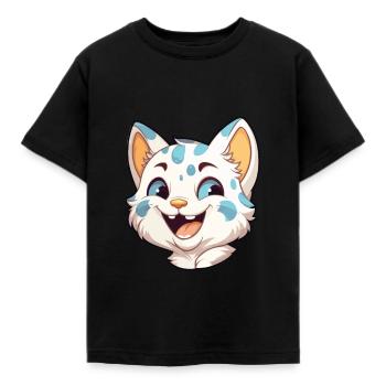 Australian Spotted Mist Cat Cartoon Watercolor Art - Kids' T-Shirt - black - Front - AI Model Kid Female (0cm)
