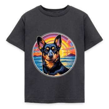 Lancashire Heeler Hund Rasse Bunte Karikatur Wasser - Kinder T-Shirt - Dunkelgrau - Vorne - AI Model Kid Female (0cm)