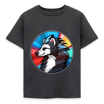 Stinktierglas bunte Karikatur Kawaii Tier - Kinder T-Shirt - Dunkelgrau - Vorne - AI Model Kid Female (0cm)