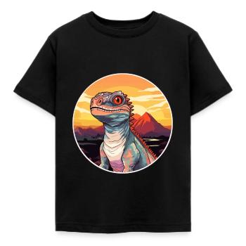 Basilisk Buntes Aquarell Cartoon Kawaii Tier - Kinder T-Shirt - Schwarz - Vorne - AI Model Kid Female (0cm)