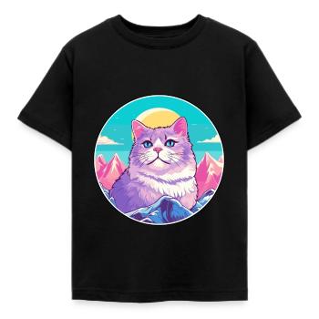 Australian Mist Cat Colorful Cartoon Watercolor Il - Kids' T-Shirt - black - Front - AI Model Kid Female (0cm)