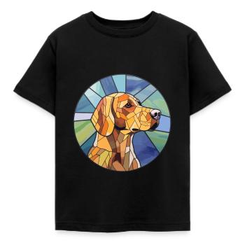 Braque Saint Germain chien race vitrail couleur - T-shirt Enfant - noir - Devant - AI Model Kid Female (0cm)