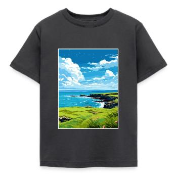 Rame Halbinsel Cornwall Vintage Reiseposter WPA - Kinder T-Shirt - Dunkelgrau - Vorne - AI Model Kid Female (0cm)