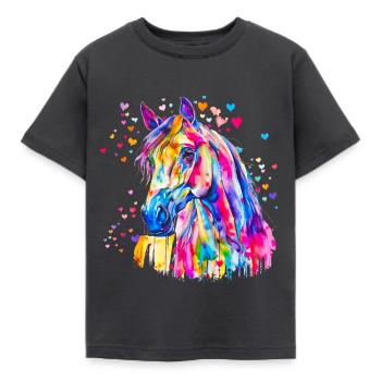 Colorful Horse - Kids' T-Shirt - dark grey - Front - AI Model Kid Female (0cm)