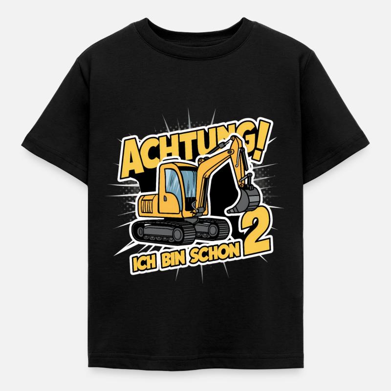 Ich bin schon 2 - Bagger - Kinder T-Shirt - Schwarz