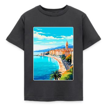 Nice France Vintage Travel Poster WPA Art Souvenir - Kids' T-Shirt - dark grey - Front - AI Model Kid Female (0cm)