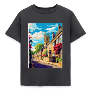Bourton On The Hill England Uk Travel Poster WPA - Kids' T-Shirt - dark grey - Front - AI Model Kid Female (0cm)