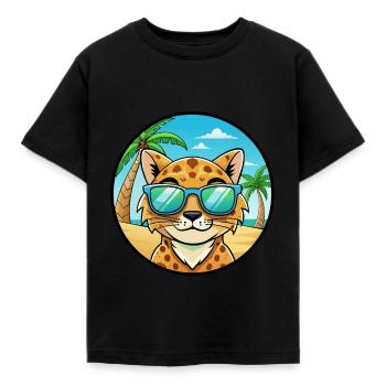 Australian Spotted Mist Cat Breed Cartoon Beach - Kids' T-Shirt - black - Front - AI Model Kid Female (0cm)