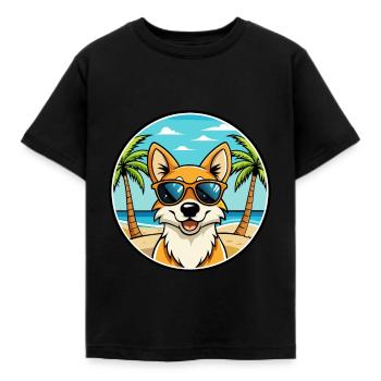 Neuguinea Singende Hunderasse Cartoon Sonnenbrille - Kinder T-Shirt - Schwarz - Vorne - AI Model Kid Female (0cm)