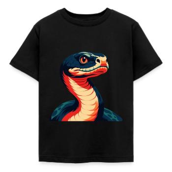 Anaconda Zeichentrickfigur Buntes Haustier Tier - Kinder T-Shirt - Schwarz - Vorne - AI Model Kid Female (0cm)