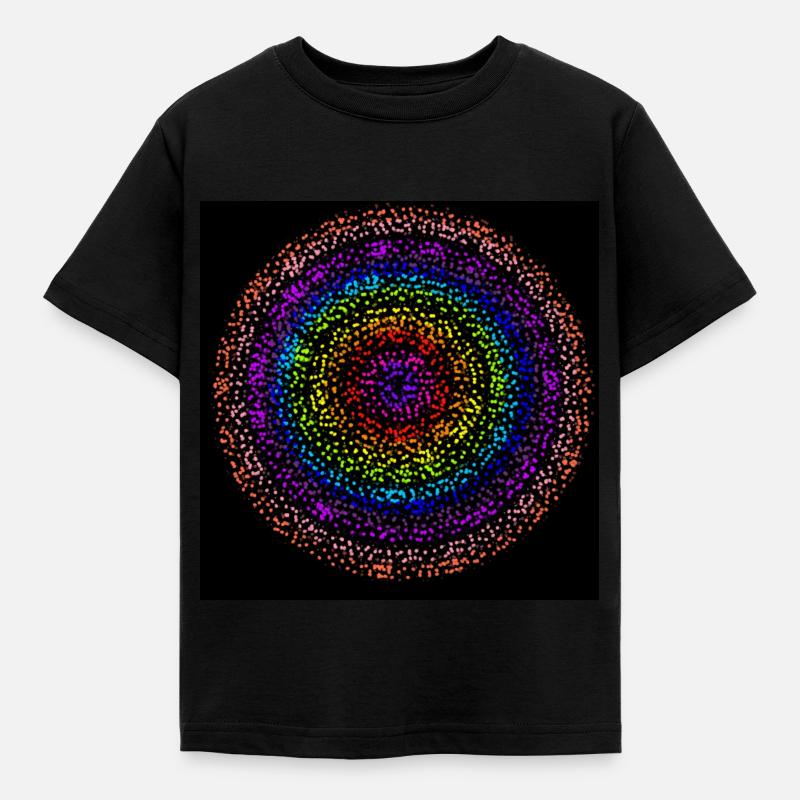 Cercles concentriques de points arc-en-ciel - T-shirt Enfant - noir