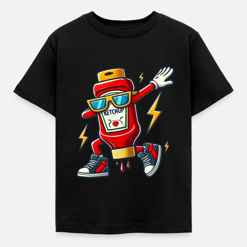 Ketchup Bottle Dab Design - Kids' T-Shirt - black